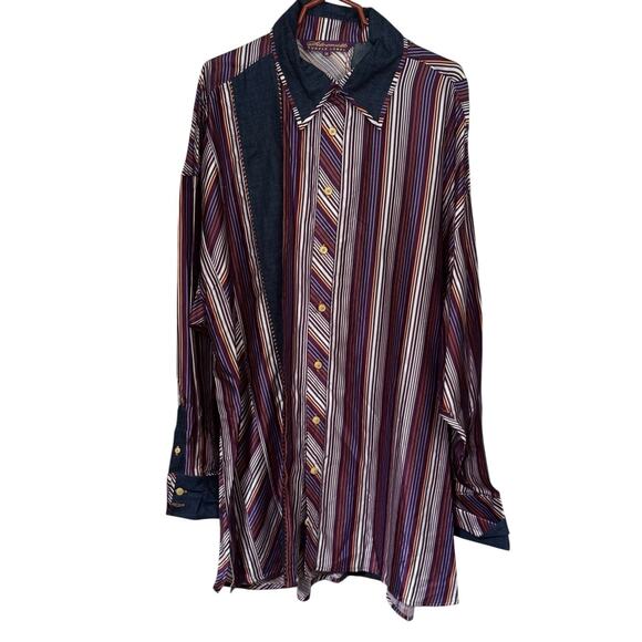 Silversilk 5x Purple Label 80% Silk Long Sleeve Shirt Purple Denim Blue XXXXXL - Picture 1 of 6
